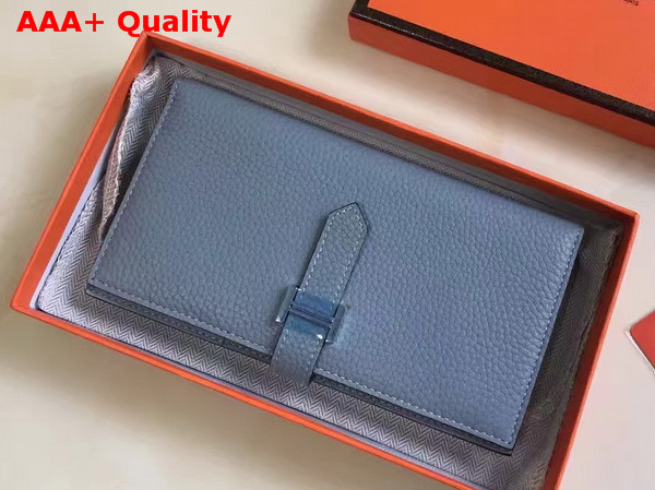 Hermes Bearn Wallet in Light Blue Togo Leather Replica