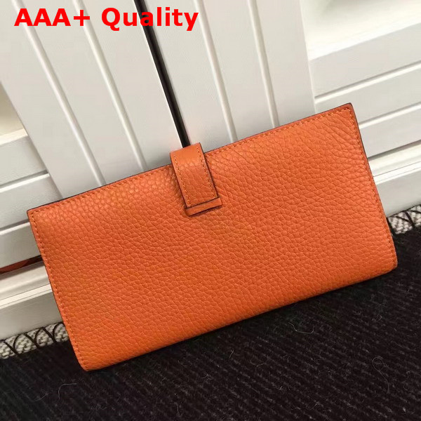 Hermes Bearn Wallet in Orange Togo Leather Replica