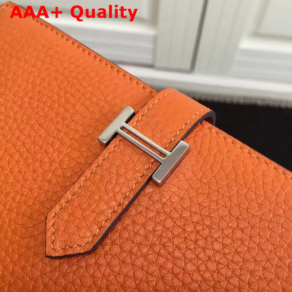 Hermes Bearn Wallet in Orange Togo Leather Replica