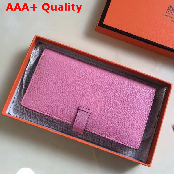 Hermes Bearn Wallet in Pink Togo Leather Replica