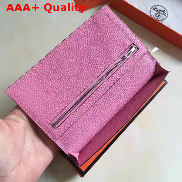 Hermes Bearn Wallet in Pink Togo Leather Replica