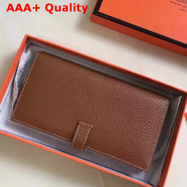 Hermes Bearn Wallet in Tan Togo Leather Replica