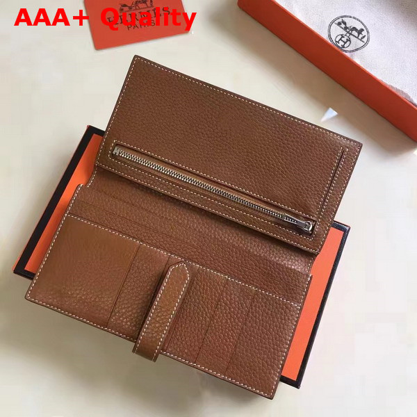 Hermes Bearn Wallet in Tan Togo Leather Replica