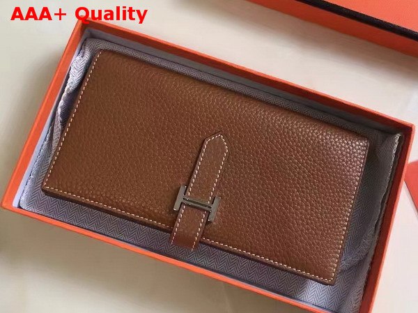 Hermes Bearn Wallet in Tan Togo Leather Replica