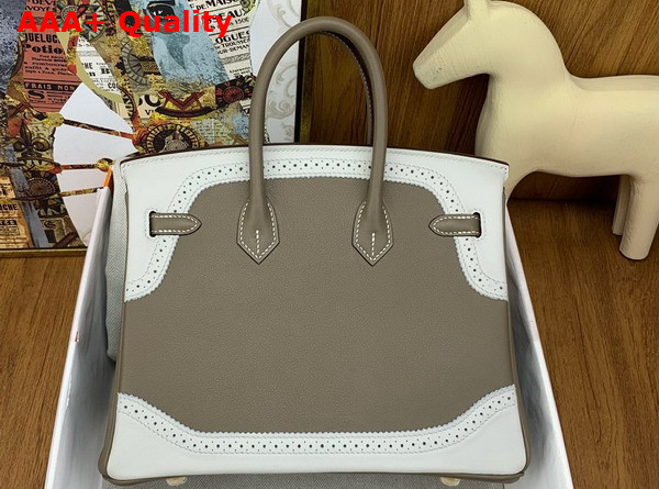 Hermes Birkin 25 Bag in Elephant Grey Swift Calfskin Trimmed with White Leather Lace Replica