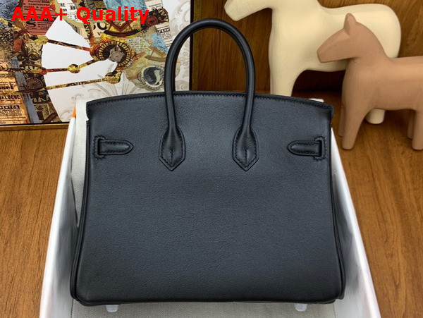 Hermes Birkin 25 Black Swift Calfskin Silver Hardware Replica