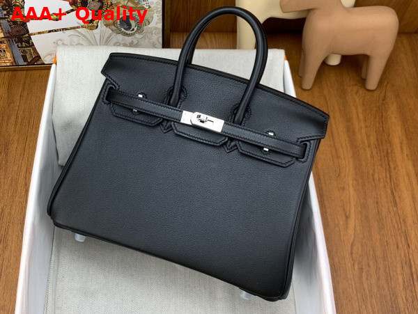 Hermes Birkin 25 Black Swift Calfskin Silver Hardware Replica