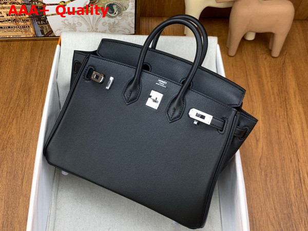 Hermes Birkin 25 Black Swift Calfskin Silver Hardware Replica