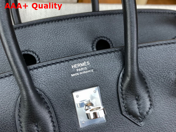 Hermes Birkin 25 Black Swift Calfskin Silver Hardware Replica