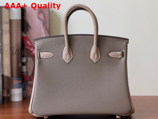 Hermes Birkin 25 Contrast Color Elephant Gray and Light Gray Togo Calfskin Hand Stitching Replica