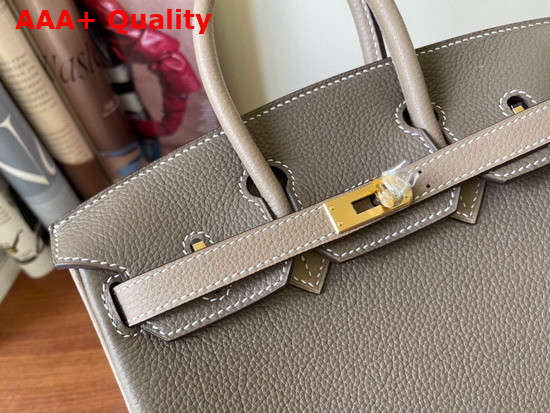 Hermes Birkin 25 Contrast Color Elephant Gray and Light Gray Togo Calfskin Hand Stitching Replica