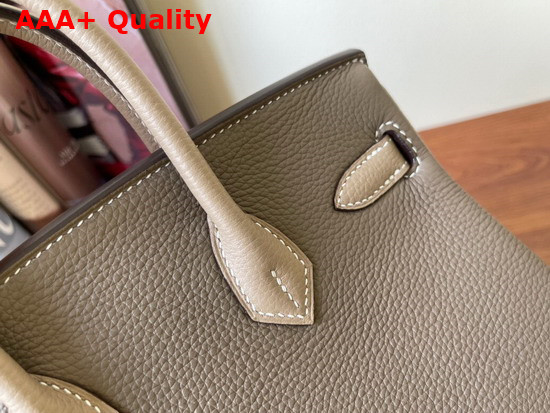 Hermes Birkin 25 Contrast Color Elephant Gray and Light Gray Togo Calfskin Hand Stitching Replica