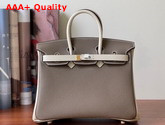 Hermes Birkin 25 Contrast Color Togo Calfskin Gray and Milk White Hand Stitching Replica