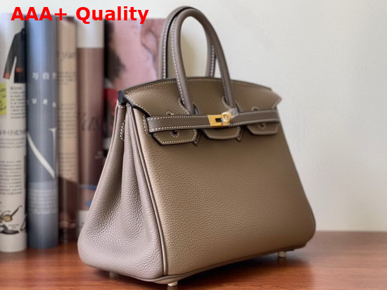 Hermes Birkin 25 Contrast Color Togo Calfskin Light Gray and Elephant Gray Hand Stitching Replica