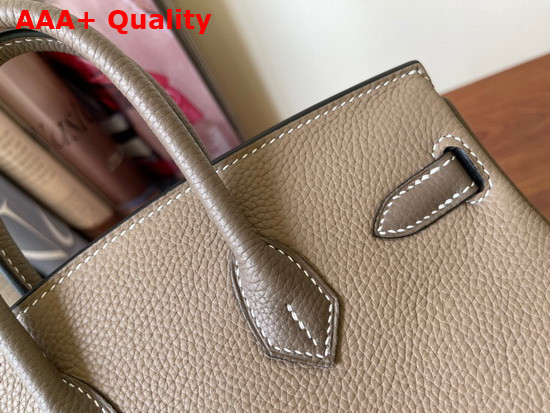 Hermes Birkin 25 Contrast Color Togo Calfskin Light Gray and Elephant Gray Hand Stitching Replica