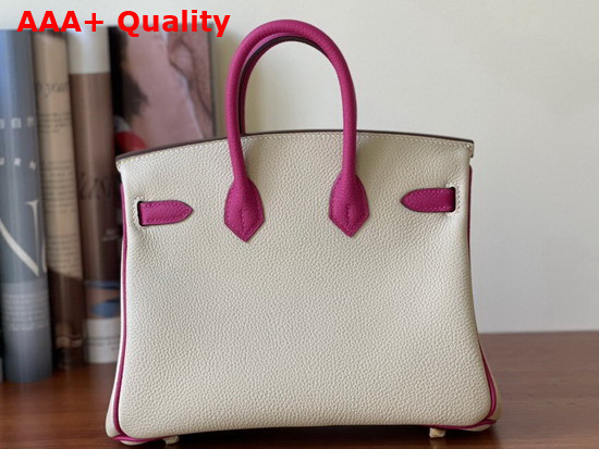 Hermes Birkin 25 Contrast Color Togo Calfskin Milk White and Light Purple Hand Stitching Replica