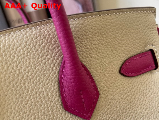 Hermes Birkin 25 Contrast Color Togo Calfskin Milk White and Light Purple Hand Stitching Replica