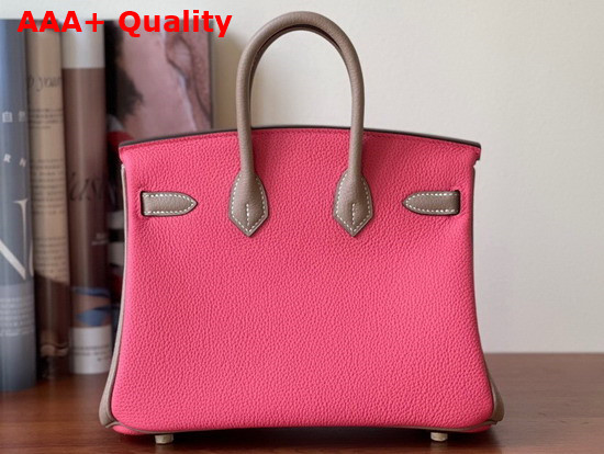 Hermes Birkin 25 Contrast Color Togo Calfskin Pink and Gray Hand Stitching Replica