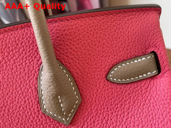 Hermes Birkin 25 Contrast Color Togo Calfskin Pink and Gray Hand Stitching Replica