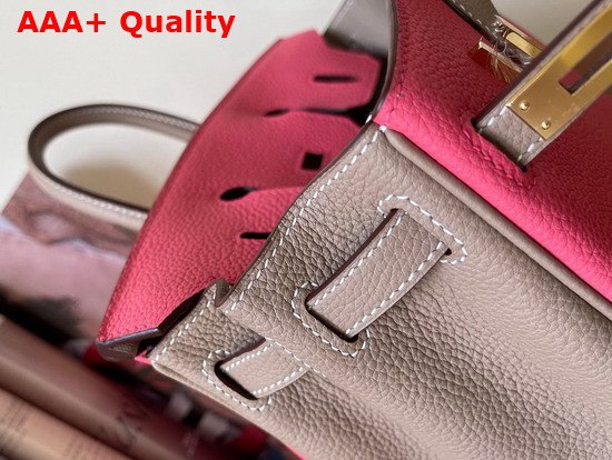 Hermes Birkin 25 Contrast Color Togo Calfskin Pink and Gray Hand Stitching Replica