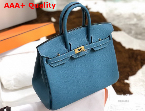 Hermes Birkin 25 Middle Blue Epsom Calfskin Hand Stitching Replica