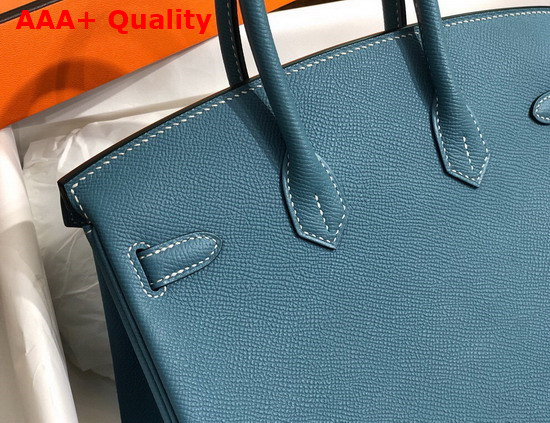 Hermes Birkin 25 Middle Blue Epsom Calfskin Hand Stitching Replica