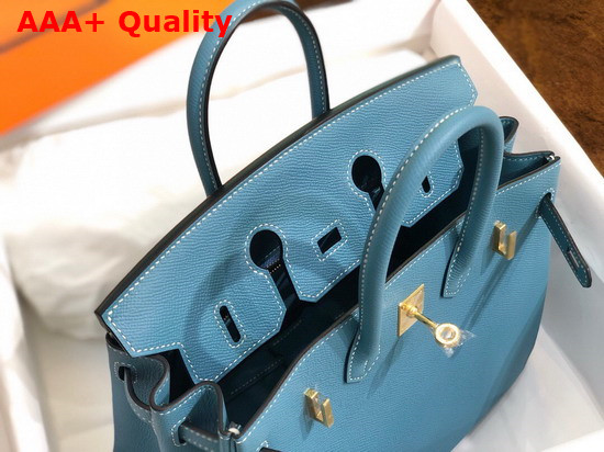 Hermes Birkin 25 Middle Blue Epsom Calfskin Hand Stitching Replica