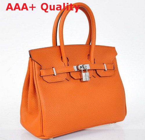 Hermes Birkin 25 in Orange Real Leather Replica