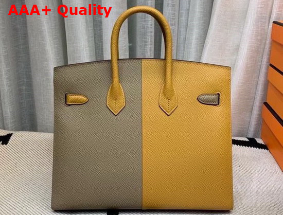 Hermes Birkin 25 Patchwork Epsom Leather Yellow and Gray Replica