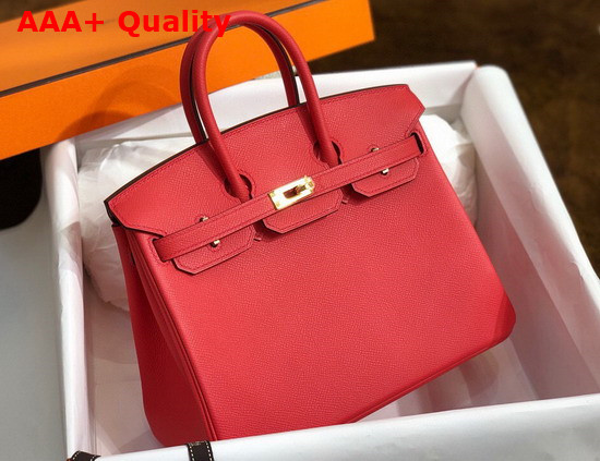 Hermes Birkin 25 Red Epsom Calfskin Hand Stitching Replica