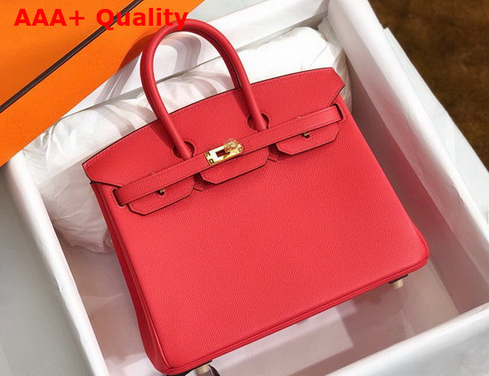 Hermes Birkin 25 Red Epsom Calfskin Hand Stitching Replica