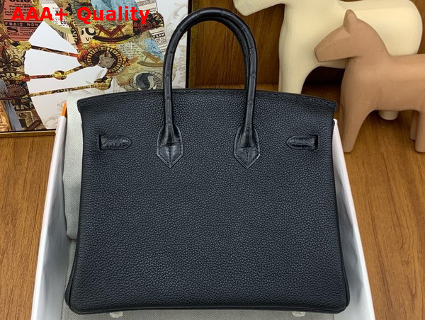 Hermes Birkin 25 in Black Togo Calfskin and Alligator Replica