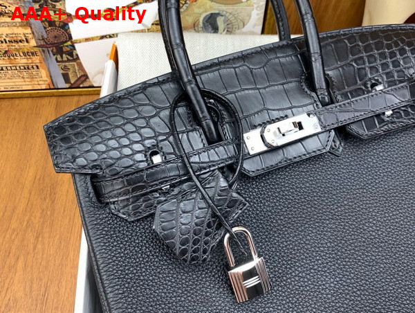 Hermes Birkin 25 in Black Togo Calfskin and Alligator Replica