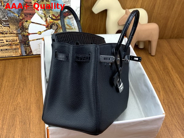 Hermes Birkin 25 in Black Togo Calfskin and Alligator Replica