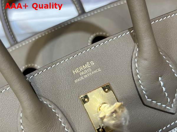 Hermes Birkin 25 in Canvas and Gray Swift Calfskin Replica