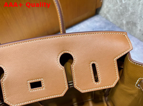 Hermes Birkin 25 in Canvas and Tan Swift Calfskin Replica