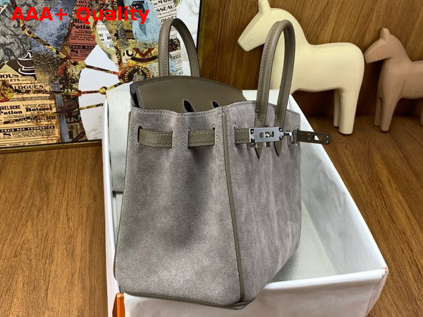 Hermes Birkin 25 in Elephant Suede and Swift Calfskin Replica