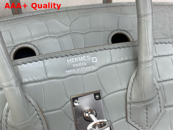 Hermes Birkin 25 in Pearl Grey Alligator Replica