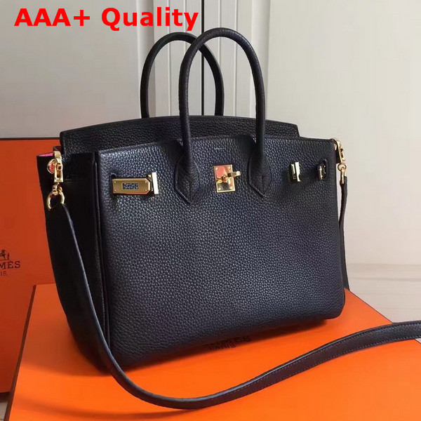 Hermes Birkin 25 with Shoulder Strap Black Togo Leather Replica