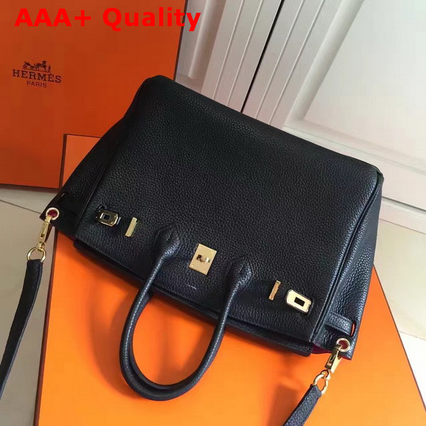 Hermes Birkin 25 with Shoulder Strap Black Togo Leather Replica