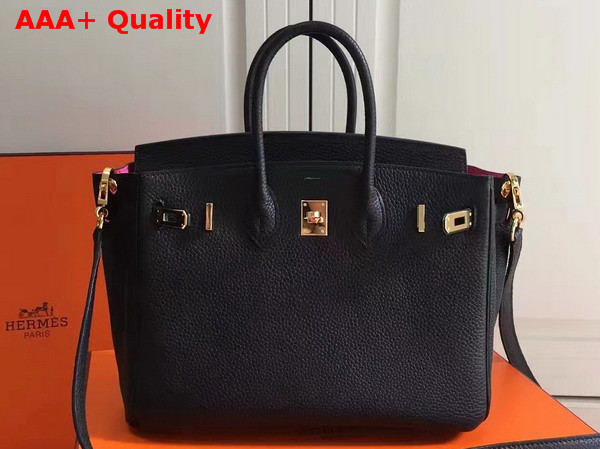 Hermes Birkin 25 with Shoulder Strap Black Togo Leather Replica