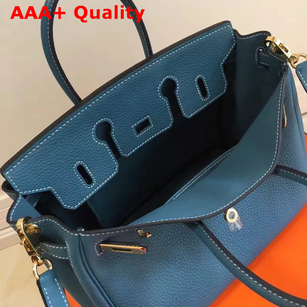 Hermes Birkin 25 with Shoulder Strap Blue Togo Leather Replica