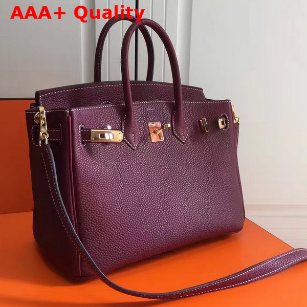 Hermes Birkin 25 with Shoulder Strap Burgundy Togo Leather Replica