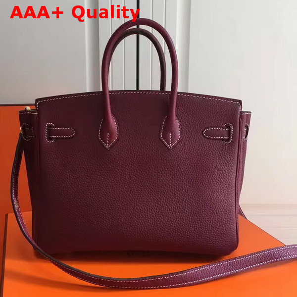 Hermes Birkin 25 with Shoulder Strap Burgundy Togo Leather Replica