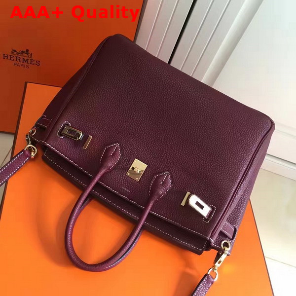 Hermes Birkin 25 with Shoulder Strap Burgundy Togo Leather Replica