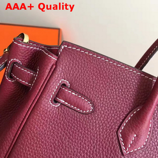 Hermes Birkin 25 with Shoulder Strap Burgundy Togo Leather Replica