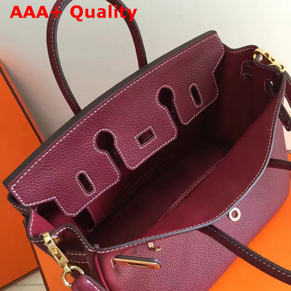 Hermes Birkin 25 with Shoulder Strap Burgundy Togo Leather Replica