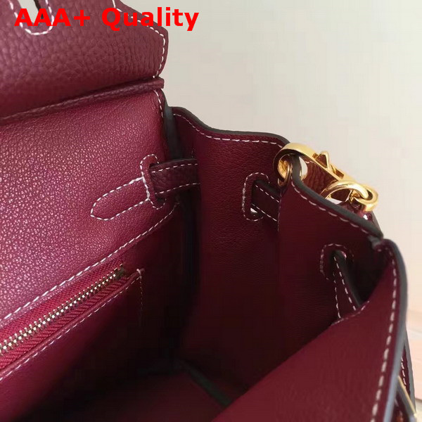 Hermes Birkin 25 with Shoulder Strap Burgundy Togo Leather Replica