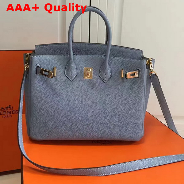 Hermes Birkin 25 with Shoulder Strap Light Blue Togo Leather Replica