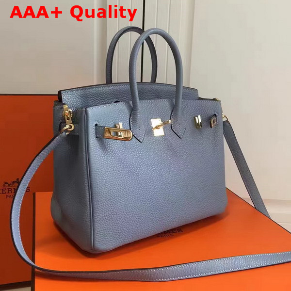 Hermes Birkin 25 with Shoulder Strap Light Blue Togo Leather Replica